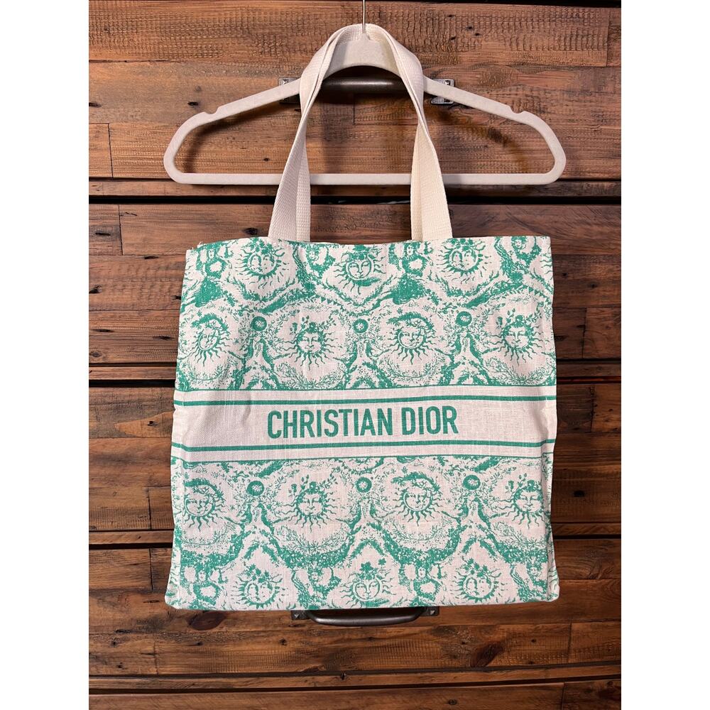 Christian Dior Dioriviera Linen Tote Turquoise w/Off Brand felt Organizer insert - Picture 2 of 12